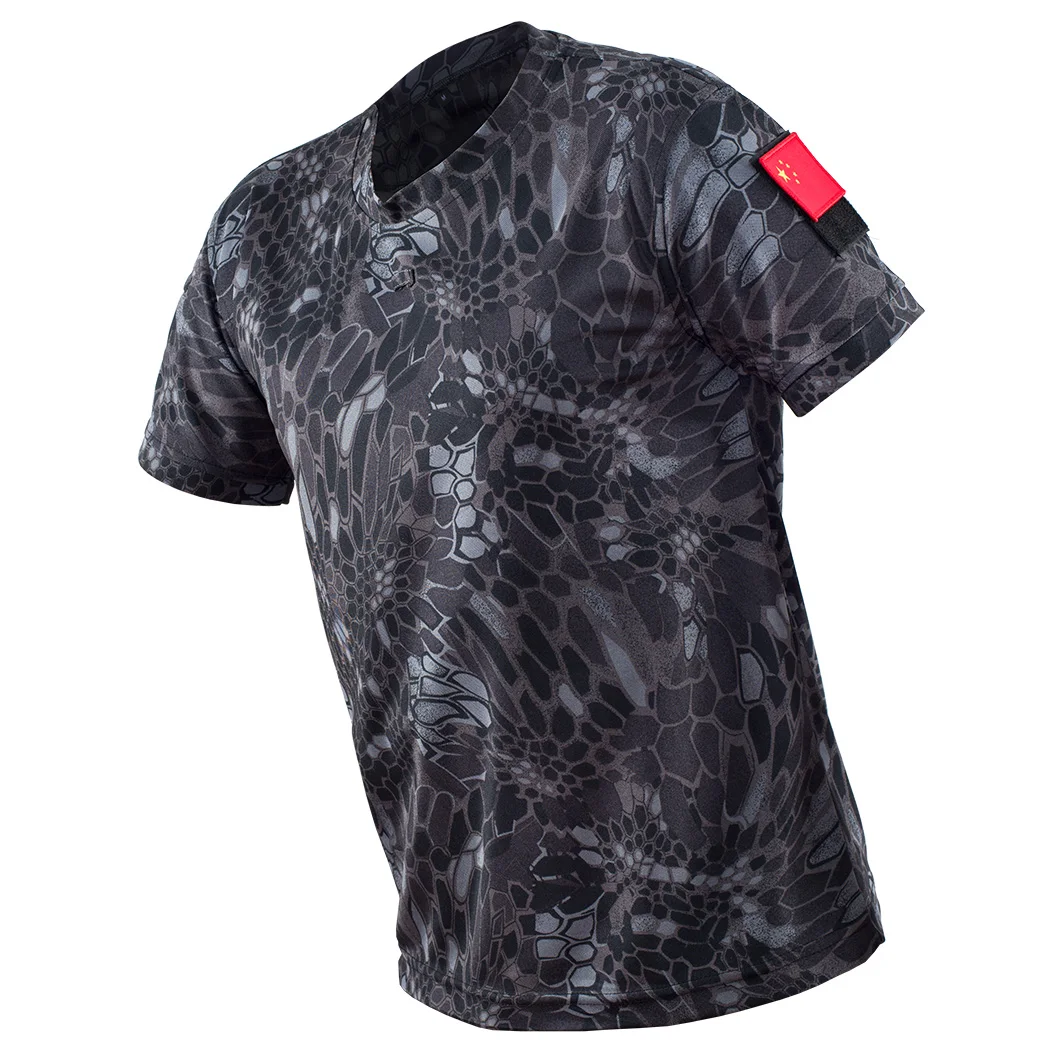 Mege Men Tactical Multicam T-shirt Quick-drying Camo Short Sleeve T Shirt Hunting Clothes
