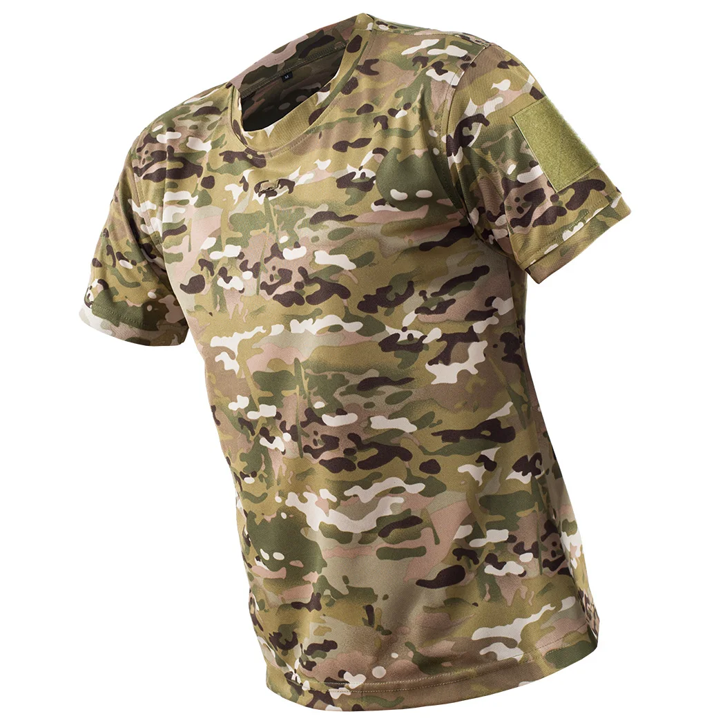 Mege Men Tactical Multicam T-shirt Quick-drying Camo Short Sleeve T Shirt Hunting Clothes