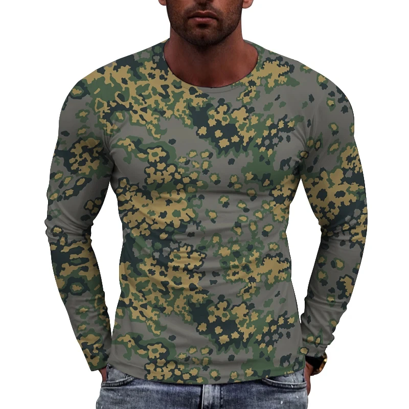 Camouflage T Shirt Men Breathable Quick Dry Long Sleeve T-shirt Mens Outdoor Sports Trip Tactical Training Tops Tshirts Clothes