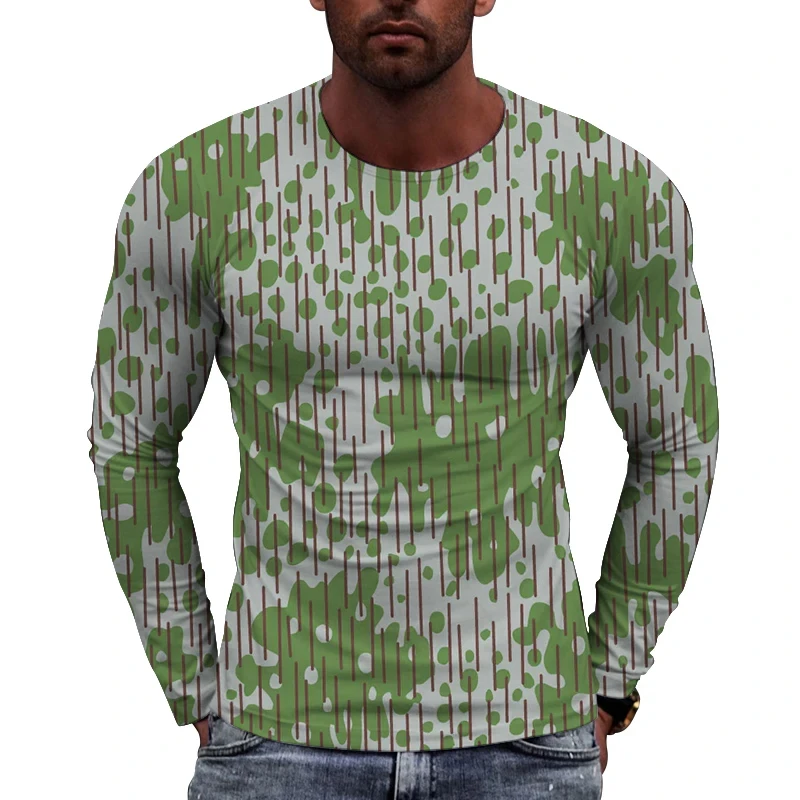 Camouflage T Shirt Men Breathable Quick Dry Long Sleeve T-shirt Mens Outdoor Sports Trip Tactical Training Tops Tshirts Clothes