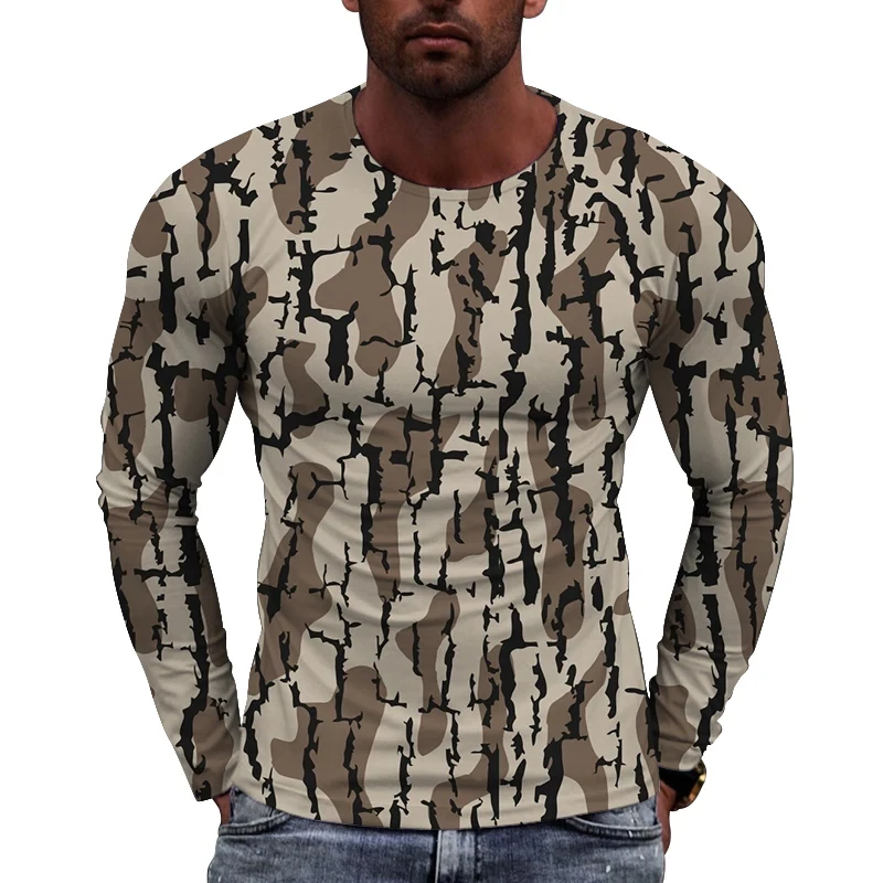 Camouflage T Shirt Men Breathable Quick Dry Long Sleeve T-shirt Mens Outdoor Sports Trip Tactical Training Tops Tshirts Clothes