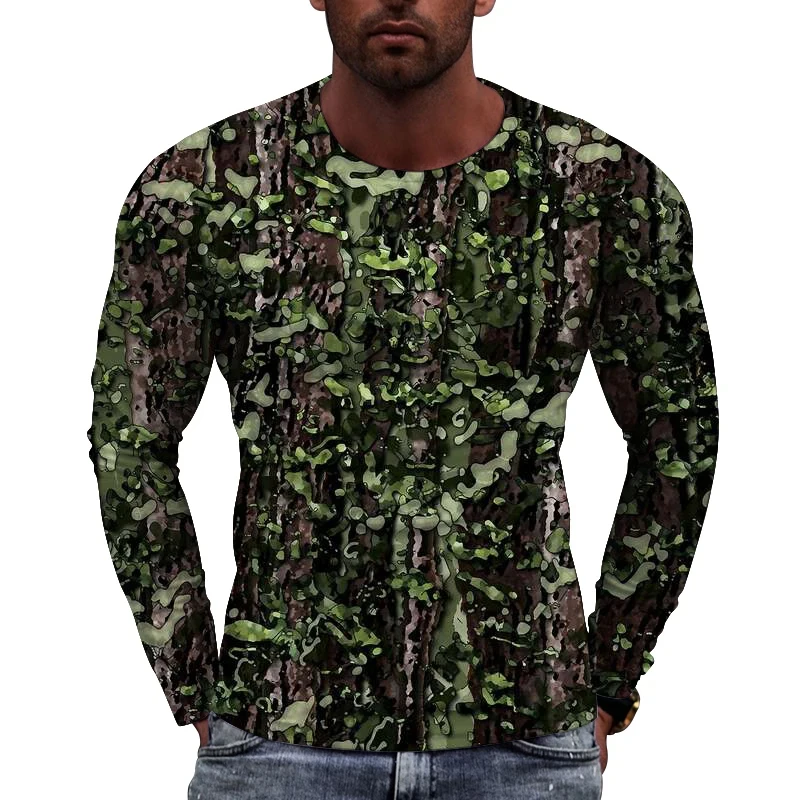 Camouflage T Shirt Men Breathable Quick Dry Long Sleeve T-shirt Mens Outdoor Sports Trip Tactical Training Tops Tshirts Clothes
