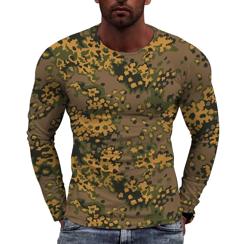 Camouflage T Shirt Men Breathable Quick Dry Long Sleeve T-shirt Mens Outdoor Sports Trip Tactical Training Tops Tshirts Clothes