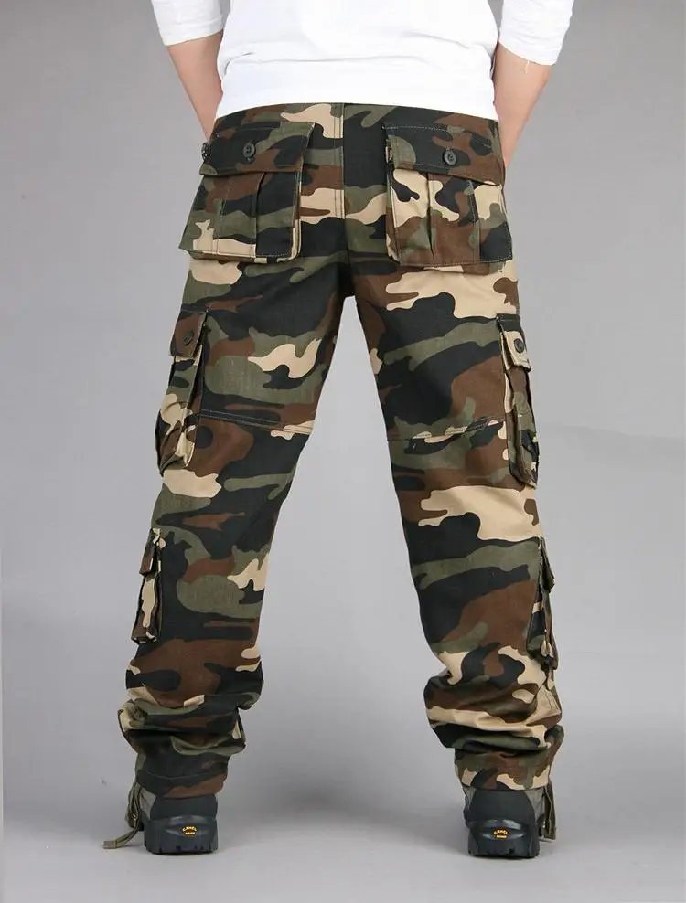 Men's Tactical Camouflage Overalls High-Quality Cotton Multi-Pocket Trousers Sports Training Casual Work Pants