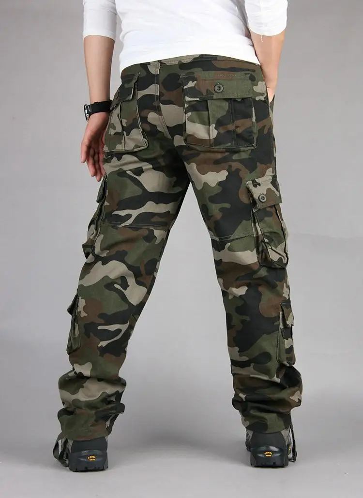 Men's Tactical Camouflage Overalls High-Quality Cotton Multi-Pocket Trousers Sports Training Casual Work Pants