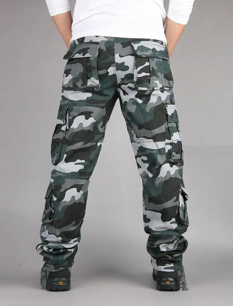 Men's Tactical Camouflage Overalls High-Quality Cotton Multi-Pocket Trousers Sports Training Casual Work Pants