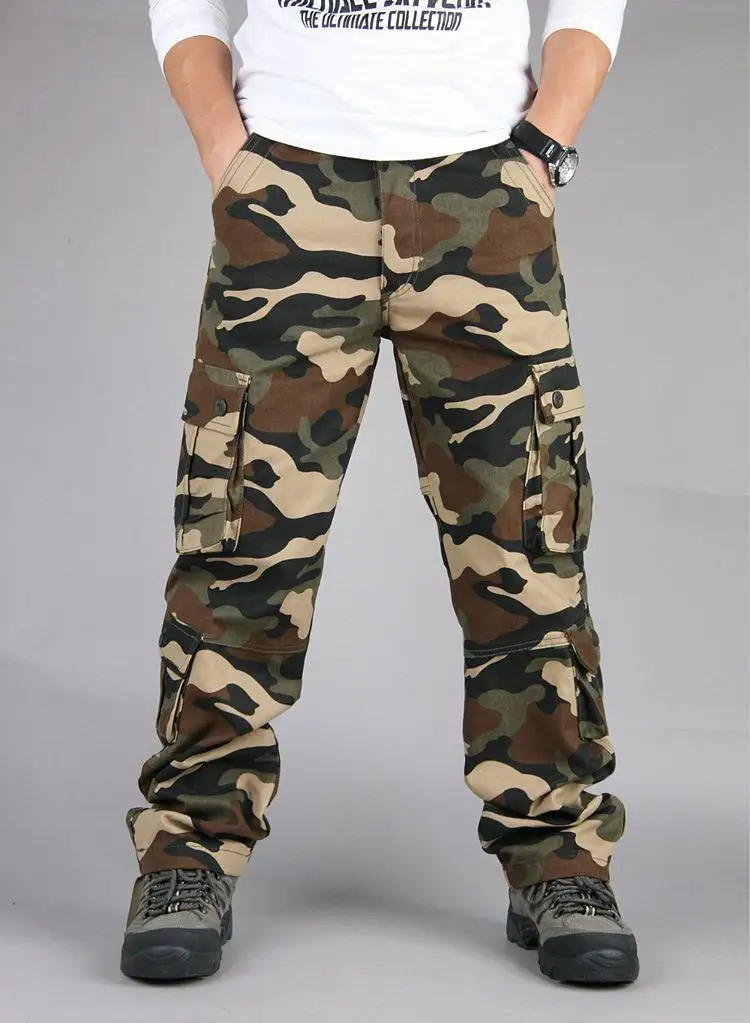 Men's Tactical Camouflage Overalls High-Quality Cotton Multi-Pocket Trousers Sports Training Casual Work Pants