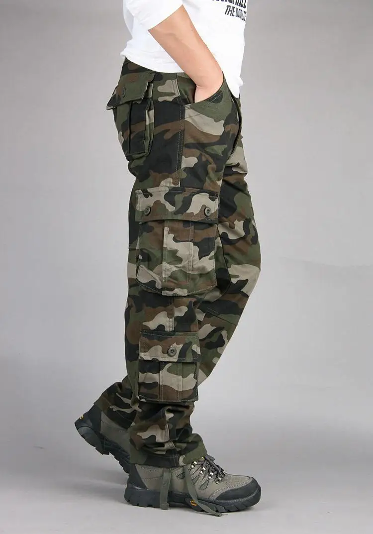Men's Tactical Camouflage Overalls High-Quality Cotton Multi-Pocket Trousers Sports Training Casual Work Pants