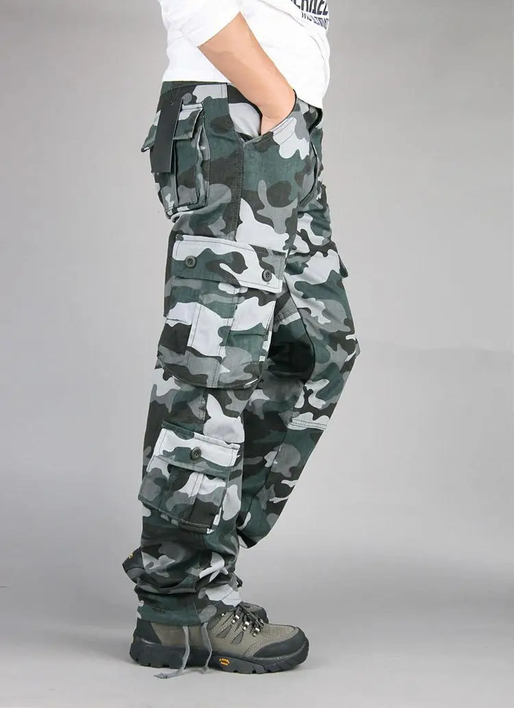 Men's Tactical Camouflage Overalls High-Quality Cotton Multi-Pocket Trousers Sports Training Casual Work Pants