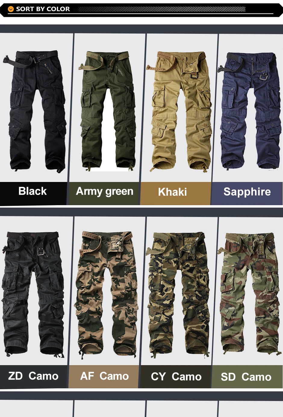 AKARMYMen's Camouflage Cargo Pants - Multi Flap Pockets, Loose Fit for Outdoor Work and Anti scratch STRAIGHT(no belt) AKARMYMen's Camouflage Cargo Pants - Multi Flap Pockets, Loose Fit for Outdoor Work and Anti scratch STRAIGHT(no belt)