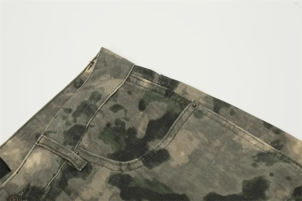 High Street Camouflage Logging Pants for Men Straight Patchwork Baggy Jeans Cargos Y2k Pantalones Hombre Oversized Trousers