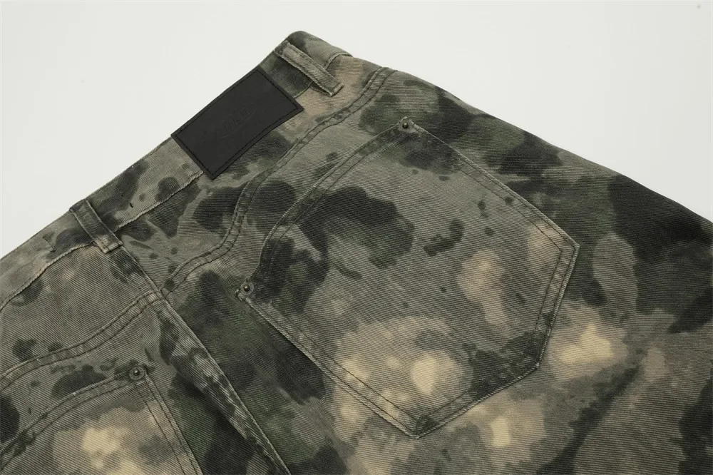High Street Camouflage Logging Pants for Men Straight Patchwork Baggy Jeans Cargos Y2k Pantalones Hombre Oversized Trousers