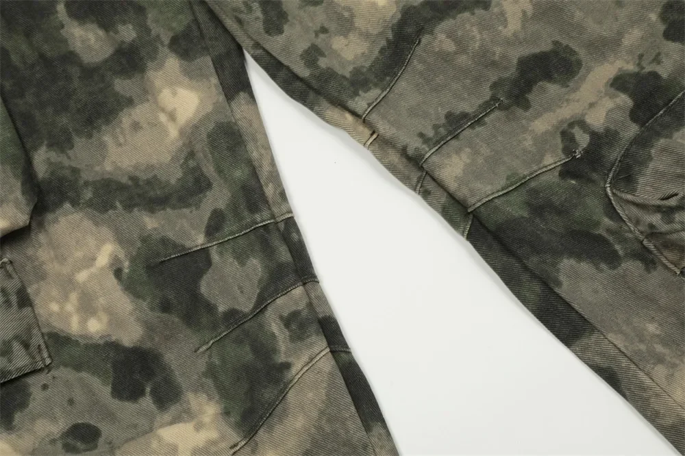 High Street Camouflage Logging Pants for Men Straight Patchwork Baggy Jeans Cargos Y2k Pantalones Hombre Oversized Trousers