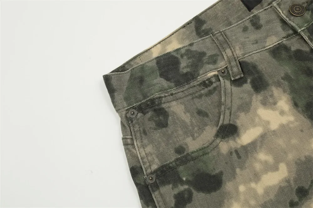 High Street Camouflage Logging Pants for Men Straight Patchwork Baggy Jeans Cargos Y2k Pantalones Hombre Oversized Trousers