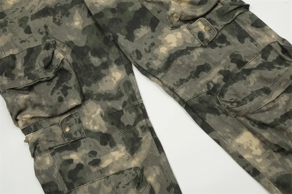 High Street Camouflage Logging Pants for Men Straight Patchwork Baggy Jeans Cargos Y2k Pantalones Hombre Oversized Trousers
