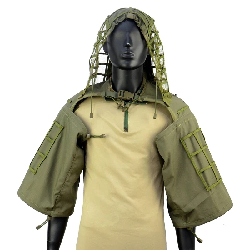 Tactical Ghillie Suit Airsoft Shooting Hood Ghillie Shawl Coat Outdoor Hunting Combat Camouflage Ghillie Suit Jacket Clothes