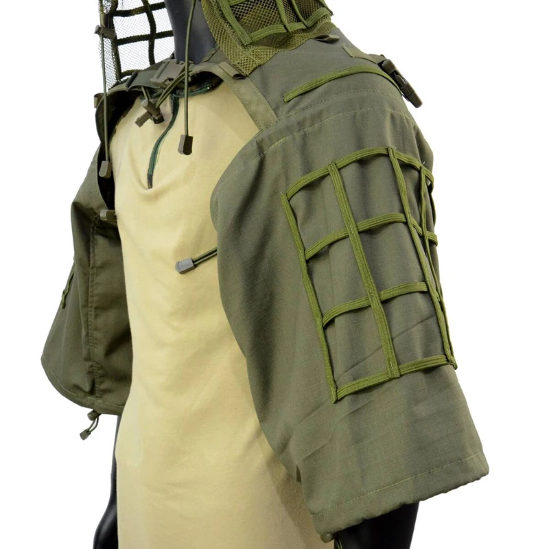 Tactical Ghillie Suit Airsoft Shooting Hood Ghillie Shawl Coat Outdoor Hunting Combat Camouflage Ghillie Suit Jacket Clothes