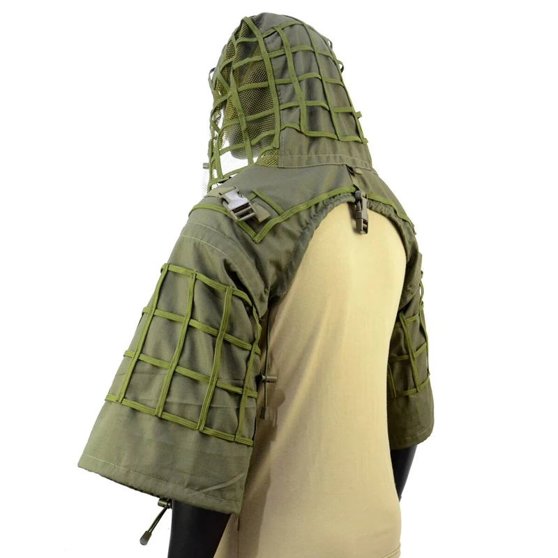 Tactical Ghillie Suit Airsoft Shooting Hood Ghillie Shawl Coat Outdoor Hunting Combat Camouflage Ghillie Suit Jacket Clothes