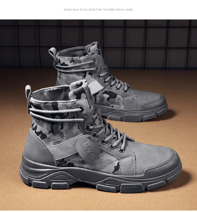 Camouflage Boots for Men Autumn Winter Platform  Boots Outdoor High-top Shoes Men Ankle Boots Buty Robocze Meskie