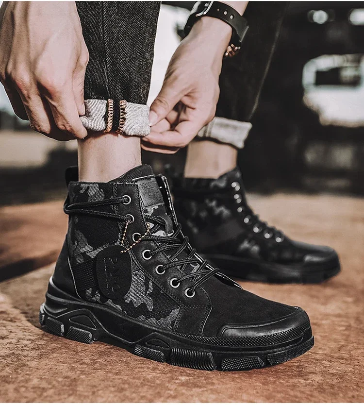 Camouflage Boots for Men Autumn Winter Platform  Boots Outdoor High-top Shoes Men Ankle Boots Buty Robocze Meskie