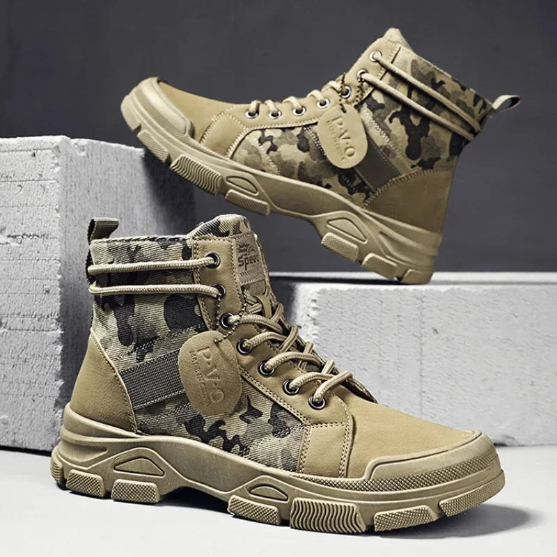 Camouflage Boots for Men Autumn Winter Platform  Boots Outdoor High-top Shoes Men Ankle Boots Buty Robocze Meskie