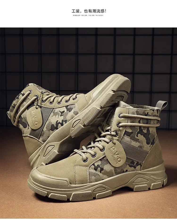 Camouflage Boots for Men Autumn Winter Platform  Boots Outdoor High-top Shoes Men Ankle Boots Buty Robocze Meskie