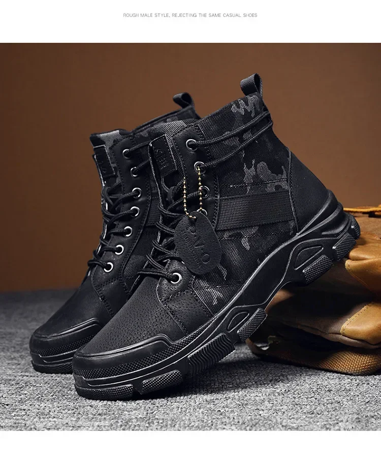 Camouflage Boots for Men Autumn Winter Platform  Boots Outdoor High-top Shoes Men Ankle Boots Buty Robocze Meskie
