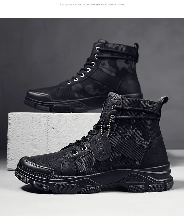 Camouflage Boots for Men Autumn Winter Platform  Boots Outdoor High-top Shoes Men Ankle Boots Buty Robocze Meskie