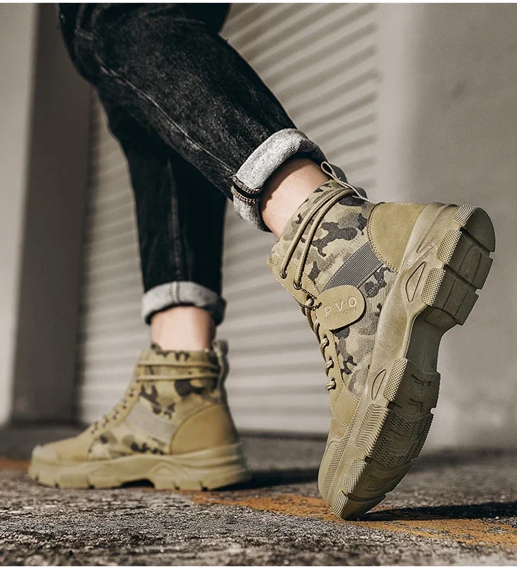 Camouflage Boots for Men Autumn Winter Platform  Boots Outdoor High-top Shoes Men Ankle Boots Buty Robocze Meskie