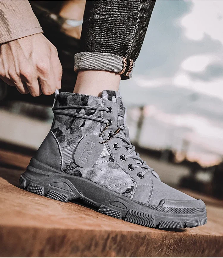 Camouflage Boots for Men Autumn Winter Platform  Boots Outdoor High-top Shoes Men Ankle Boots Buty Robocze Meskie