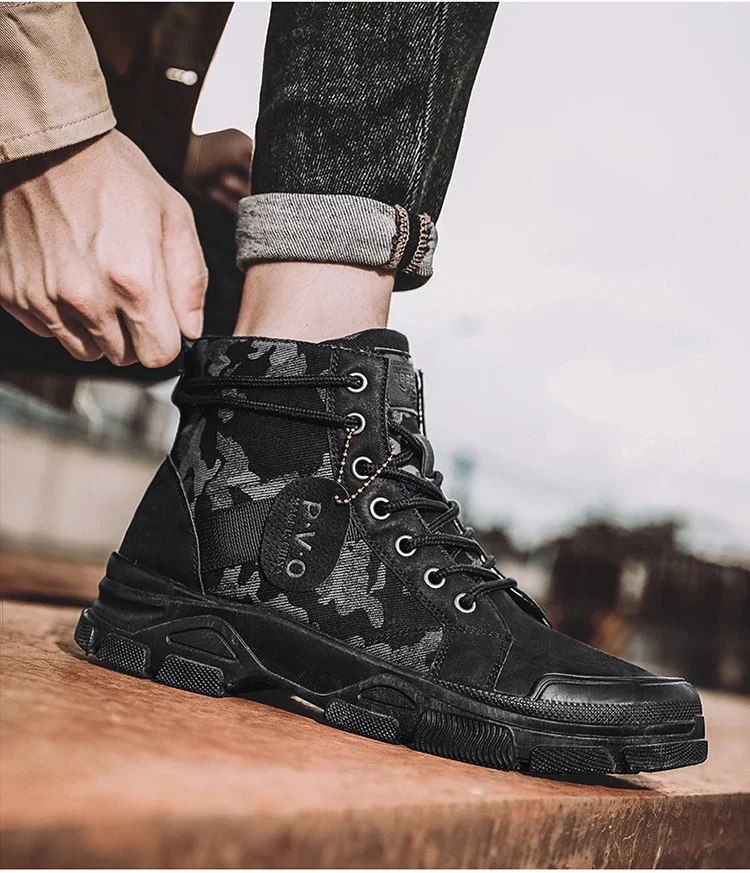 Camouflage Boots for Men Autumn Winter Platform  Boots Outdoor High-top Shoes Men Ankle Boots Buty Robocze Meskie