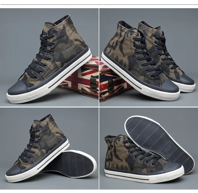 New Fashion Shoes Autumn High Top Casual Shoes Korean Camouflage Canvas Shoes  Sneakers  Men's Board Shoes Tenis Shoes