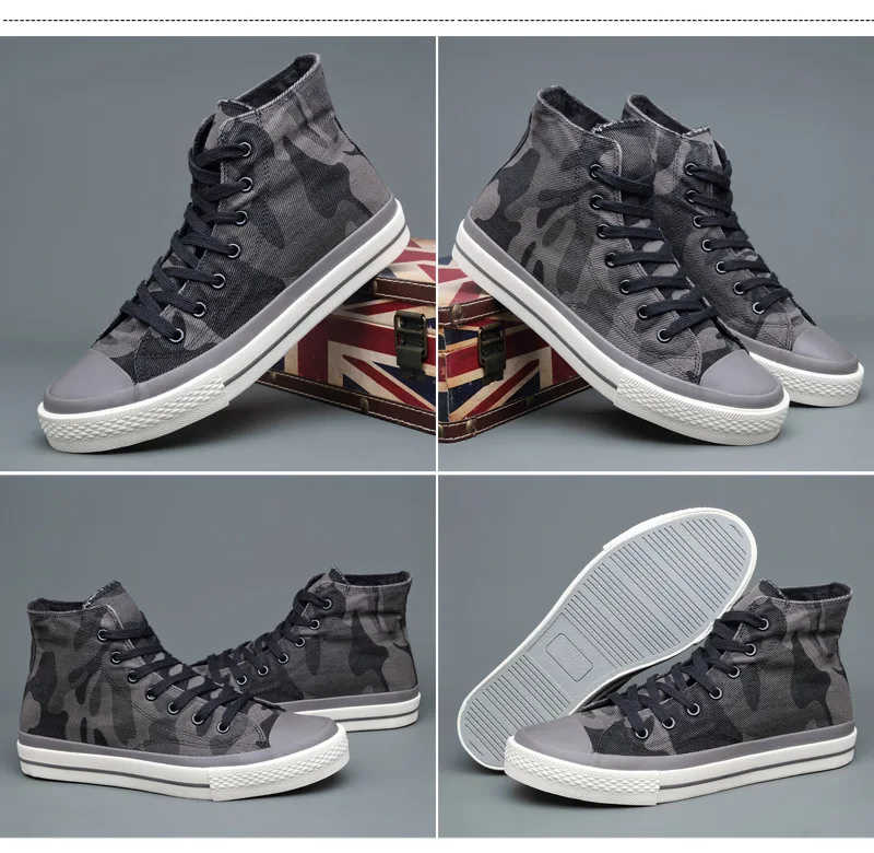 New Fashion Shoes Autumn High Top Casual Shoes Korean Camouflage Canvas Shoes  Sneakers  Men's Board Shoes Tenis Shoes