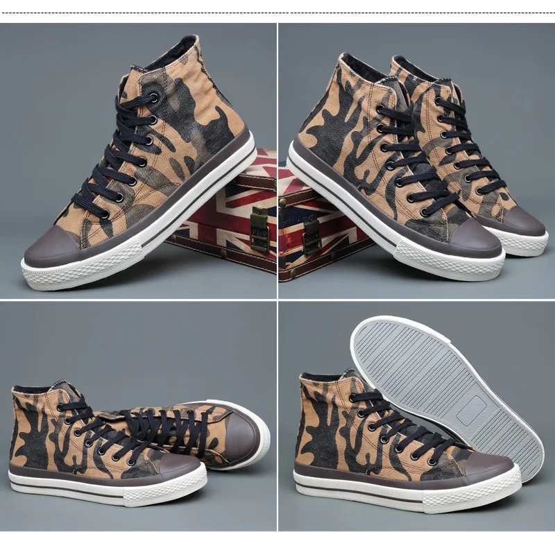 New Fashion Shoes Autumn High Top Casual Shoes Korean Camouflage Canvas Shoes  Sneakers  Men's Board Shoes Tenis Shoes
