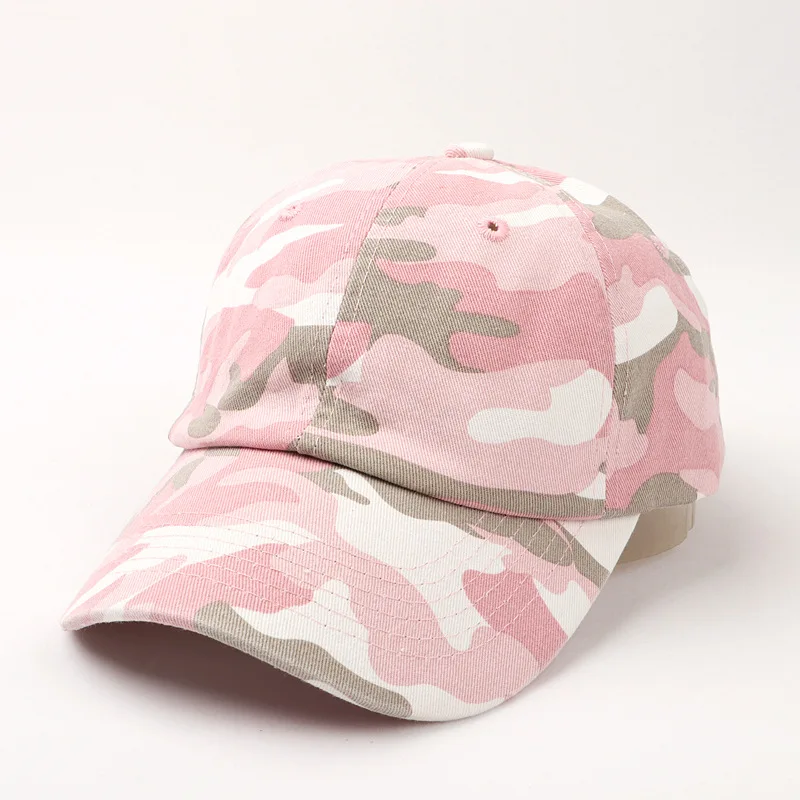 Summer Fashion Trendy Women Men Cotton Washed Denim Camouflage Curved Brim Baseball Cap Unisex