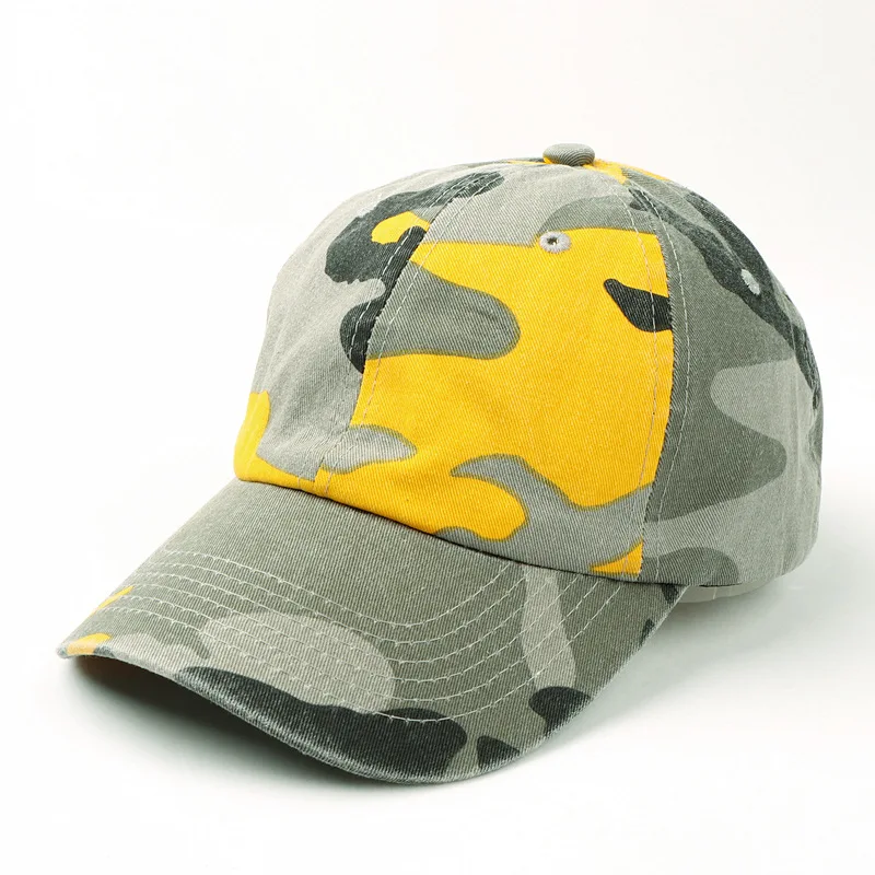 Summer Fashion Trendy Women Men Cotton Washed Denim Camouflage Curved Brim Baseball Cap Unisex