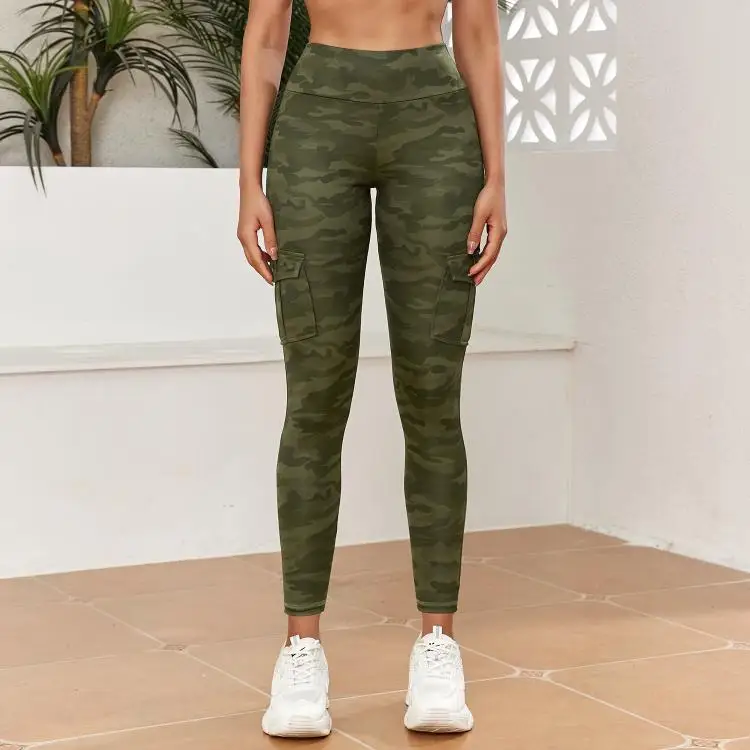 CHRLEISURE Camouflage Yoga Pants with Pocket Digital Print Seamless Work Sports Legging Elastic Slim Fitness Tight Workwear CHRLEISURE Camouflage Yoga Pants with Pocket Digital Print Seamless Work Sports Legging Elastic Slim Fitness Tight Workwear