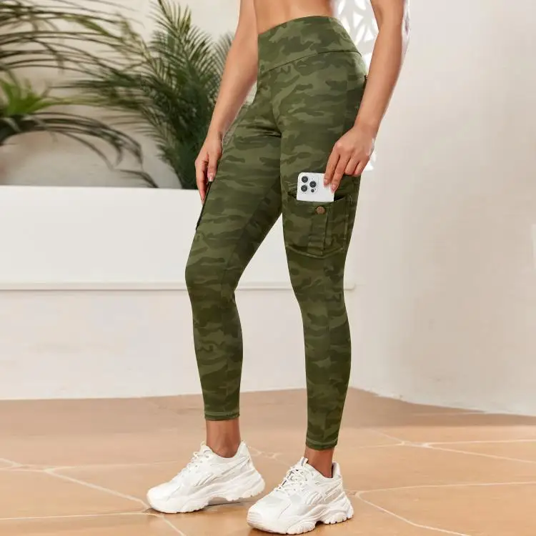 CHRLEISURE Camouflage Yoga Pants with Pocket Digital Print Seamless Work Sports Legging Elastic Slim Fitness Tight Workwear CHRLEISURE Camouflage Yoga Pants with Pocket Digital Print Seamless Work Sports Legging Elastic Slim Fitness Tight Workwear