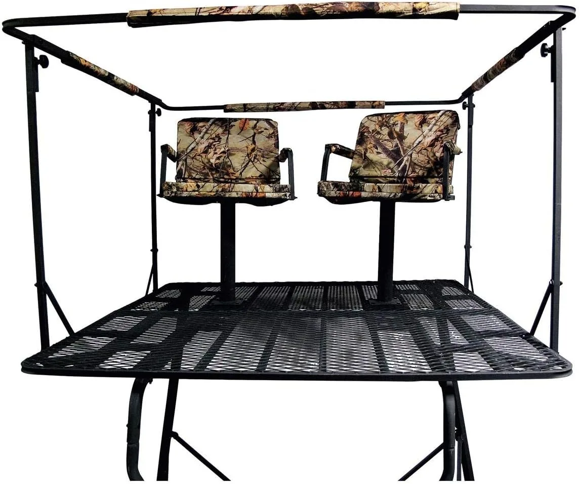 12' Hunting Climbing Tree Stand Tower with Ladder, 2 Person Treestand, Hunting Gear, Equipment, and Accessories
