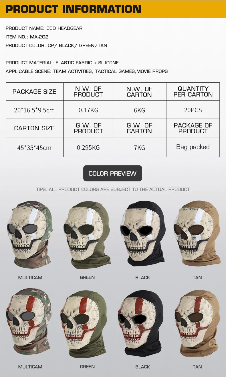 Ghost Balaclava Skeleton Ski Mask Ghost Cod Halloween Cosplay Costume Ghost Balaclava Windproof Airsoft Face Skull Mask