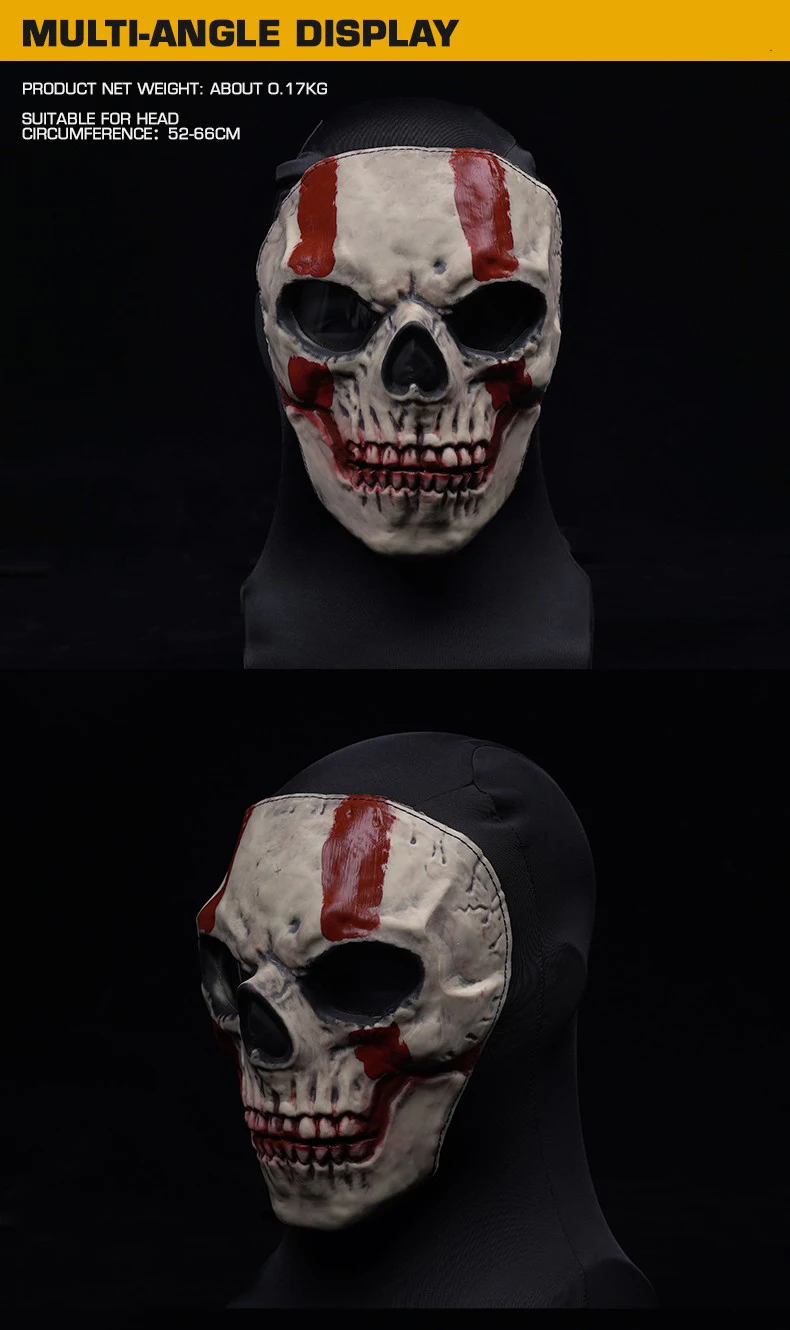Ghost Balaclava Skeleton Ski Mask Ghost Cod Halloween Cosplay Costume Ghost Balaclava Windproof Airsoft Face Skull Mask
