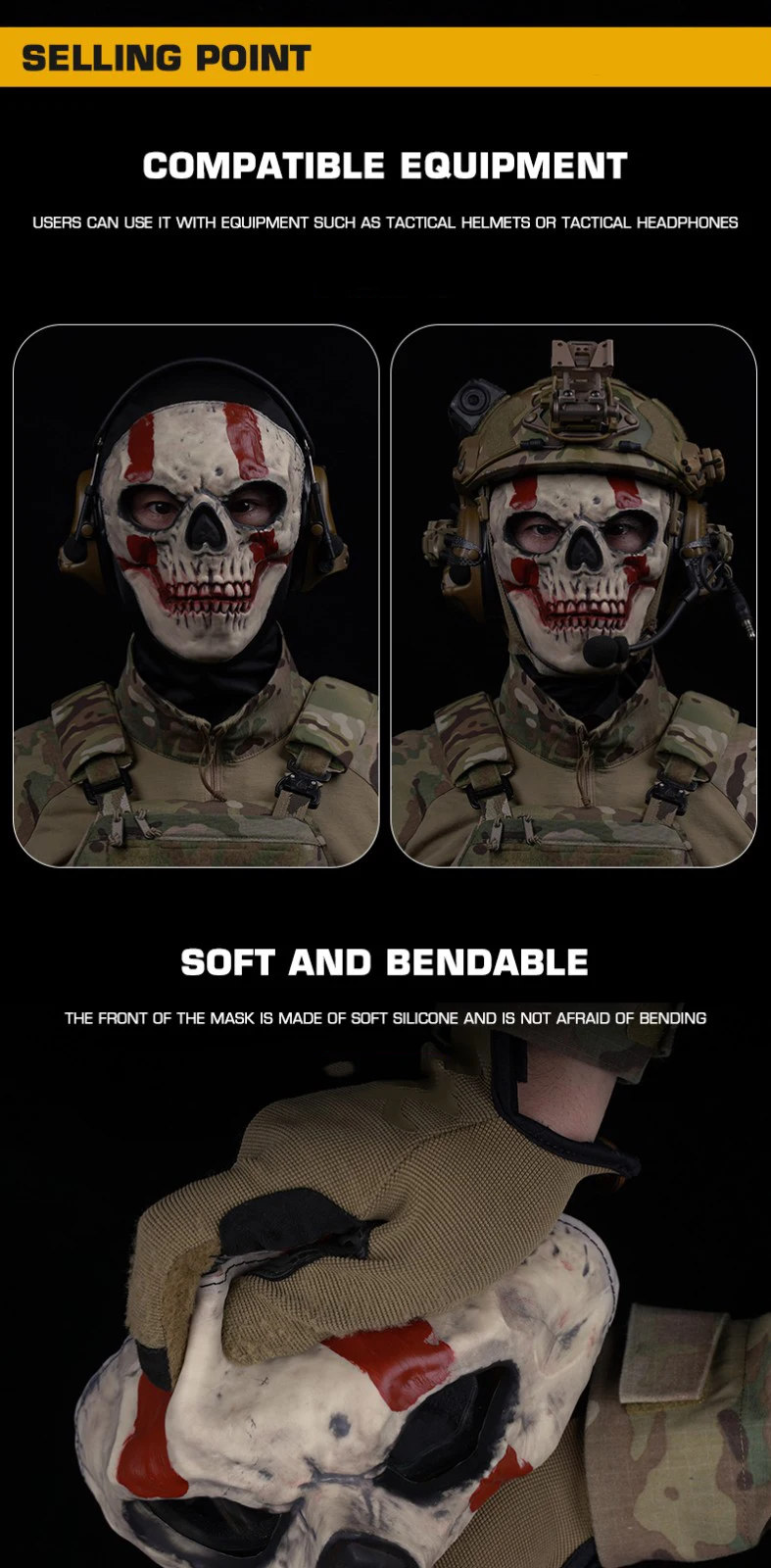 Ghost Balaclava Skeleton Ski Mask Ghost Cod Halloween Cosplay Costume Ghost Balaclava Windproof Airsoft Face Skull Mask