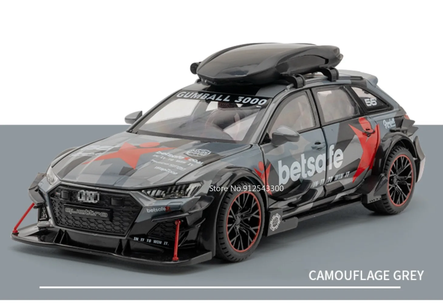 1/24 Audi RS6 Modified Vehicles Car Model Toys Alloy Diecast  With Pull Back Light & Sound Model Cars Boys Gifts For Children