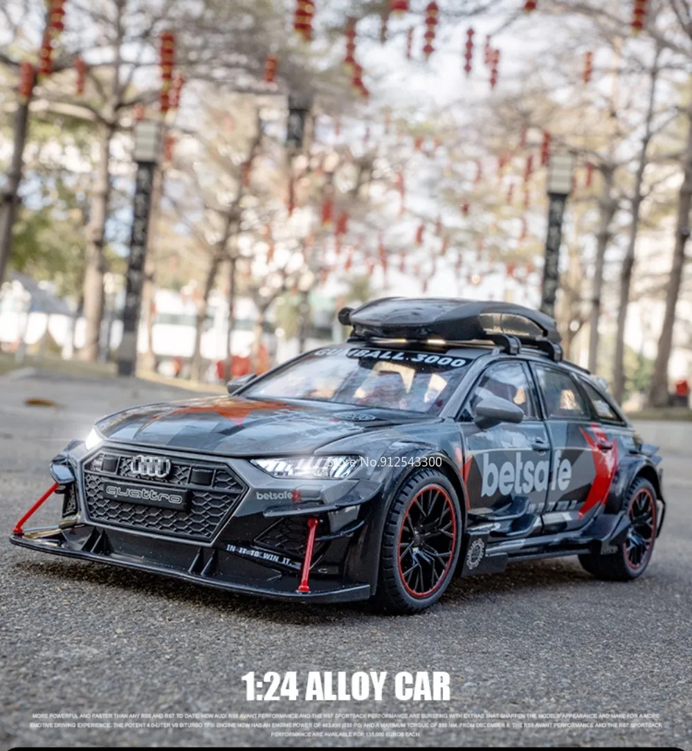 1/24 Audi RS6 Modified Vehicles Car Model Toys Alloy Diecast  With Pull Back Light & Sound Model Cars Boys Gifts For Children