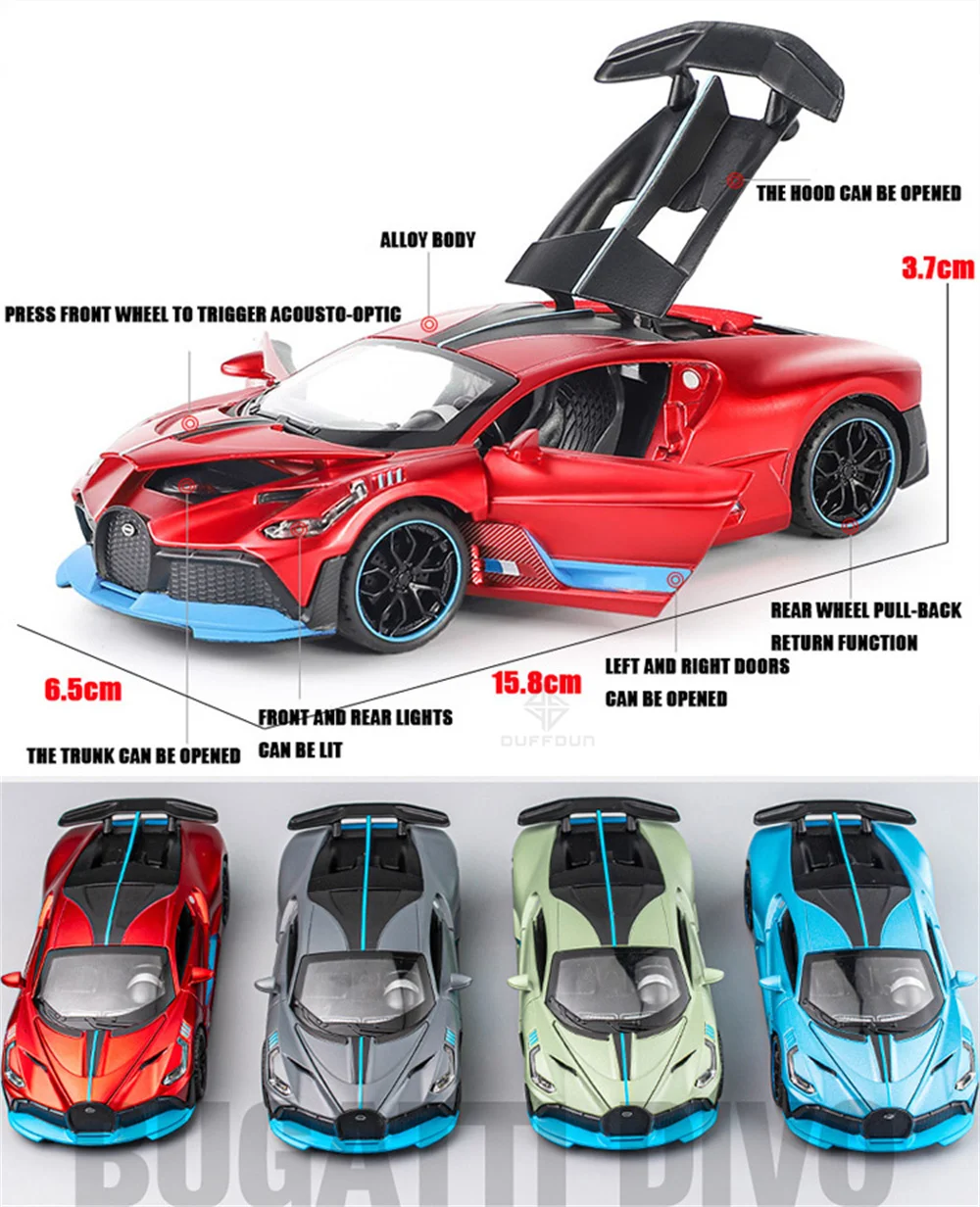 1/32 Alloy Diecasts Metal Toy Car Model Bugatti Divo Toy Vehicles Miniature Car Model With Light Toys For Boys Kids Christmas Gi