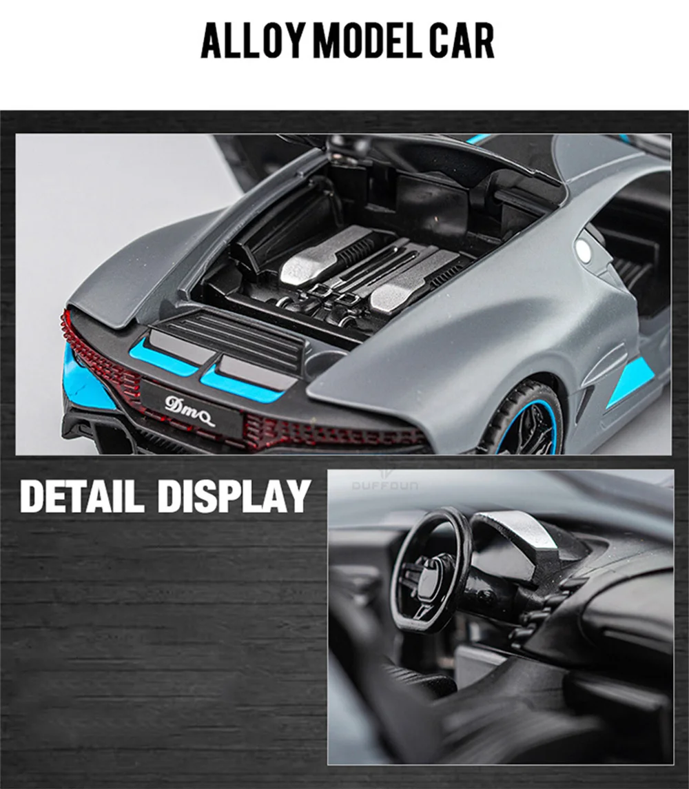 1/32 Alloy Diecasts Metal Toy Car Model Bugatti Divo Toy Vehicles Miniature Car Model With Light Toys For Boys Kids Christmas Gi