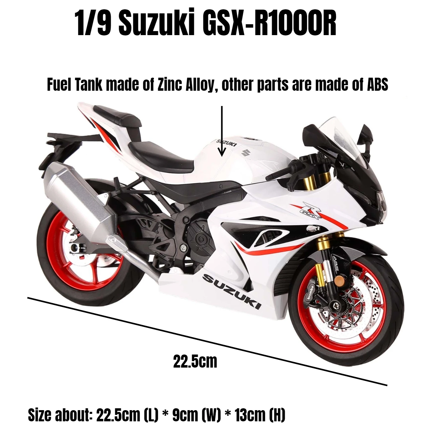 1/9 Suzuki GSX-R1000R Toy Motorcycle For Children Racing Model Diecast Miniature Large Size Lightable Collection Gift Boy Kid 1/9 Suzuki GSX-R1000R Toy Motorcycle For Children Racing Model Diecast Miniature Large Size Lightable Collection Gift Boy Kid