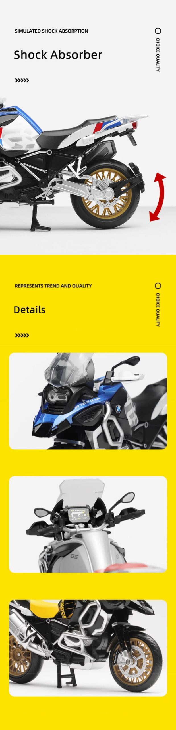1/12 BMW R1250 GS Toy Motorcycle Diecast Metal Model 1:12 Off-Road Sport Racing Sound & Light Collection Gift For Boy Children 1/12 BMW R1250 GS Toy Motorcycle Diecast Metal Model 1:12 Off-Road Sport Racing Sound & Light Collection Gift For Boy Children