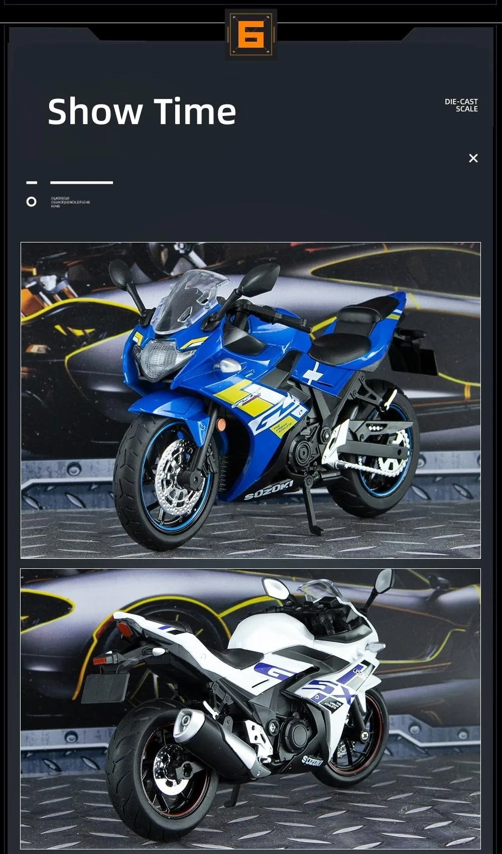 1/12 Suzuki GSX-250R Toy Motorcycle Miniature Model 1:12 Off-Road Motorbike Racing Sound & Light Diecast Collection Gift Boy