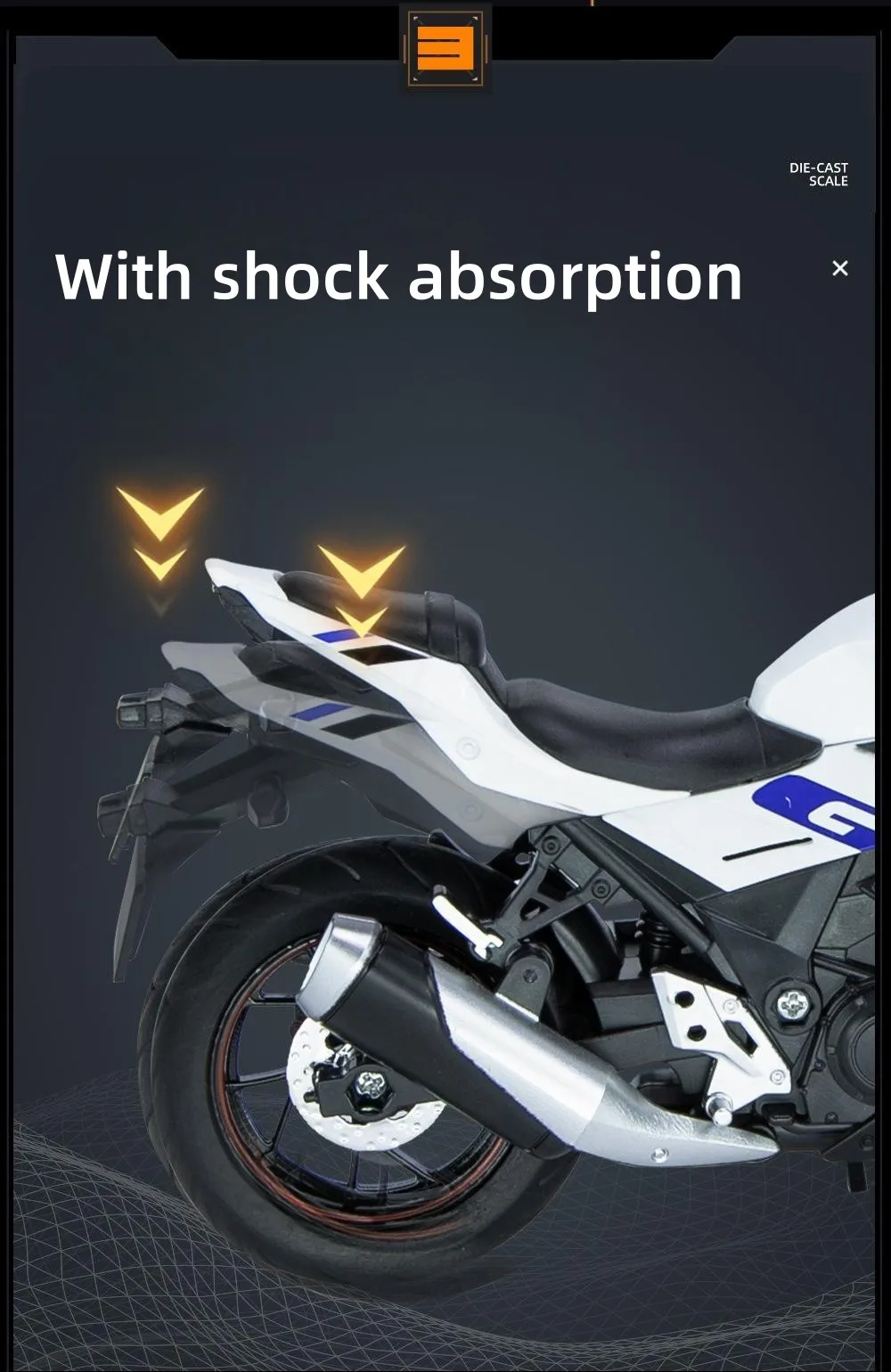 1/12 Suzuki GSX-250R Toy Motorcycle Miniature Model 1:12 Off-Road Motorbike Racing Sound & Light Diecast Collection Gift Boy